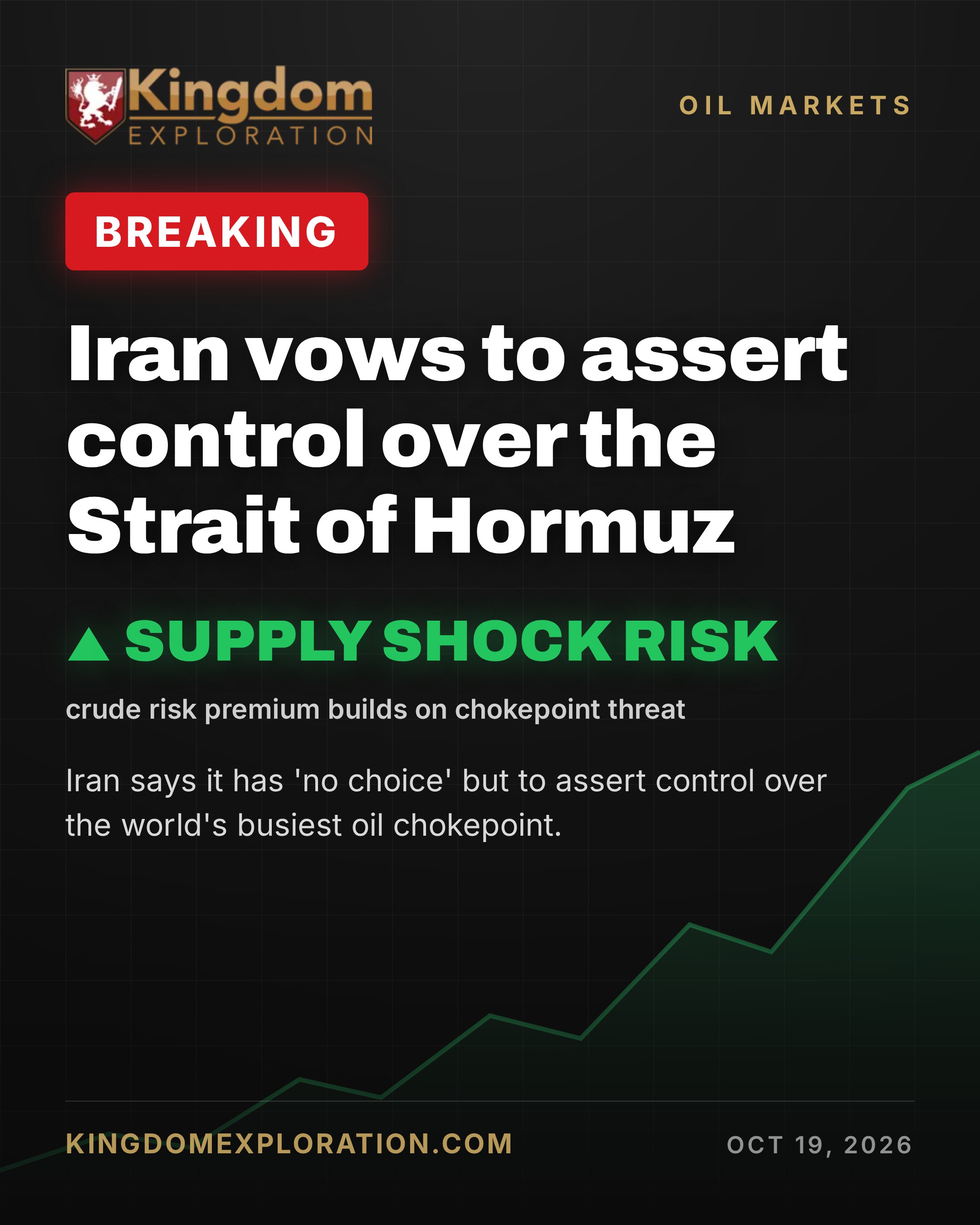 Iran Vows to Assert Control Over STRAIT of Hormuz
