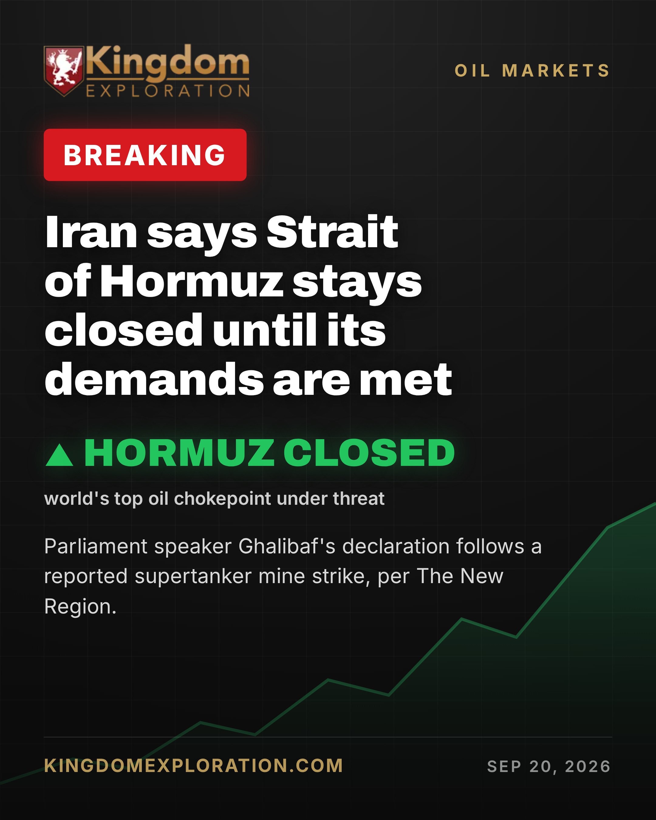Iran's Ghalibaf: Strait of Hormuz Stays CLOSED