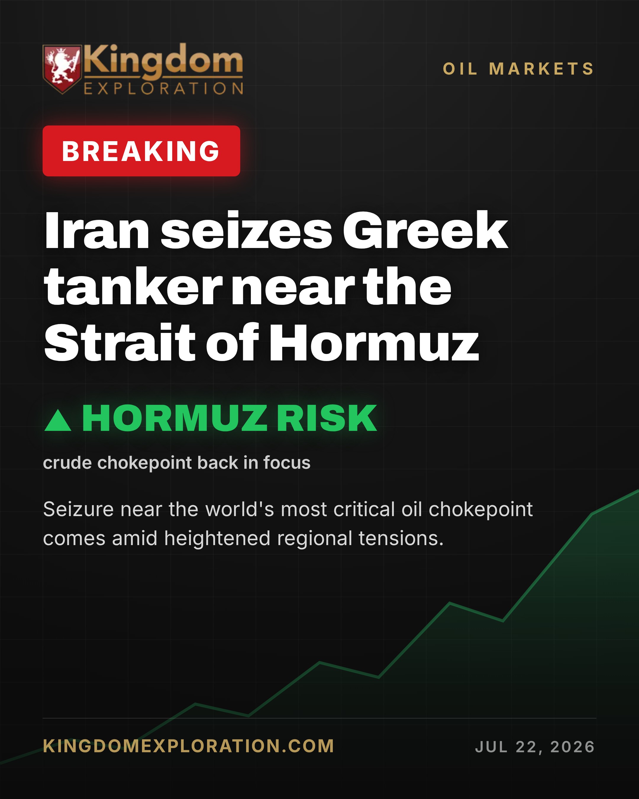 Iran Seizes Greek Tanker Near Strait of Hormuz