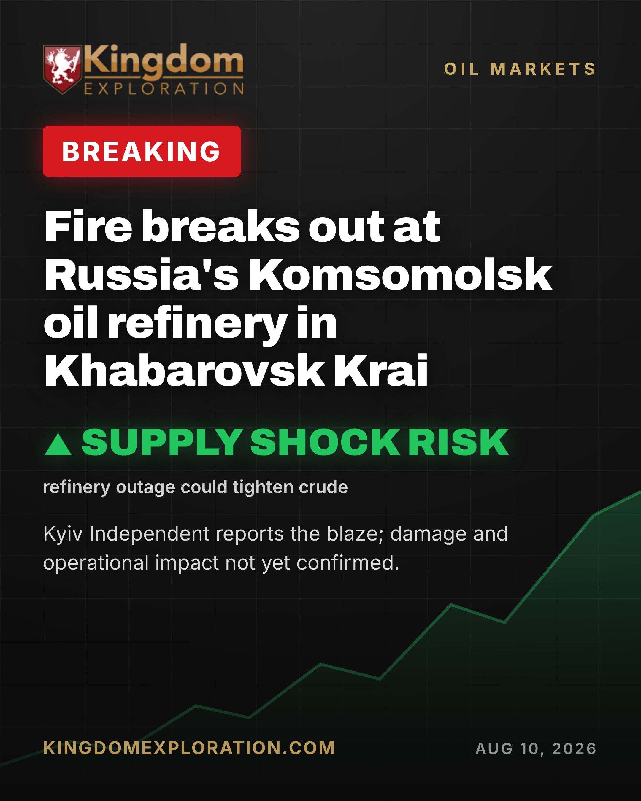 Fire ERUPTS at Russia's Komsomolsk Oil Refinery