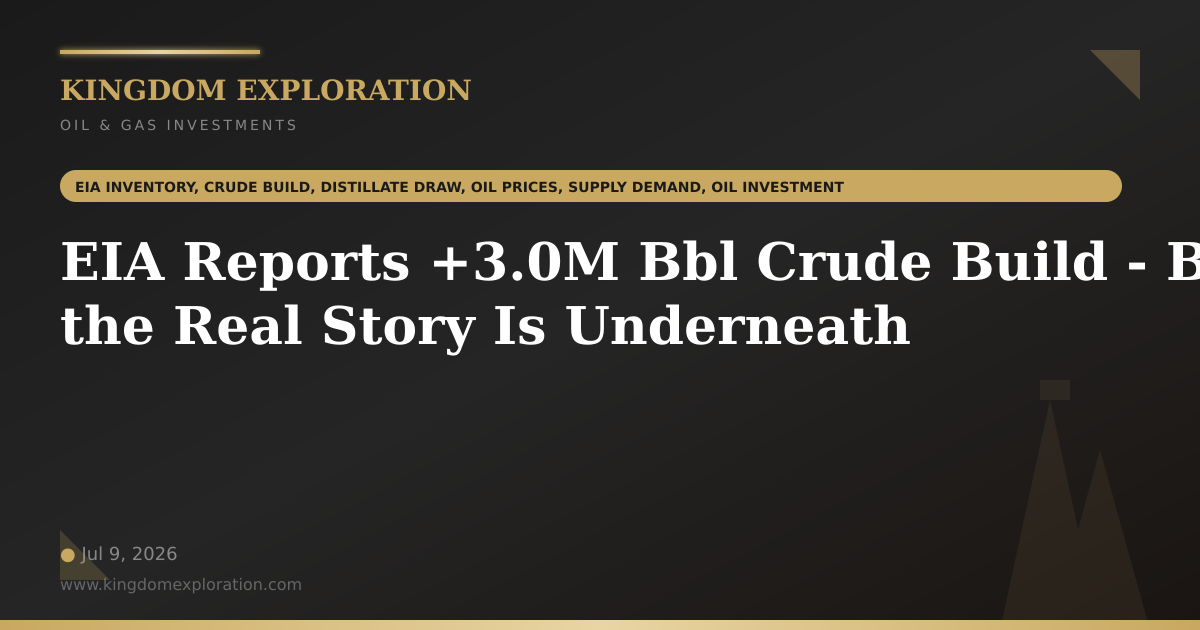 EIA Crude Oil Inventory Build +3.0M Bbl Week Ending July 3, 2026 ...