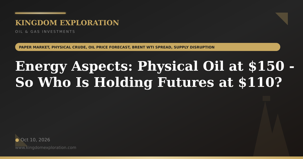 Oil Futures vs Physical Price Gap 2026: Why Brent Lags $40